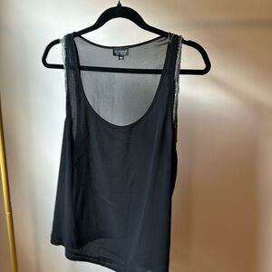 Women’s tank top blouse. Top shop size 8. Black with fringe